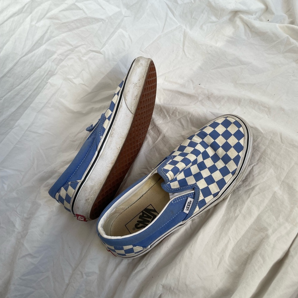 Vans Blue Checkered Slip-On Shoes